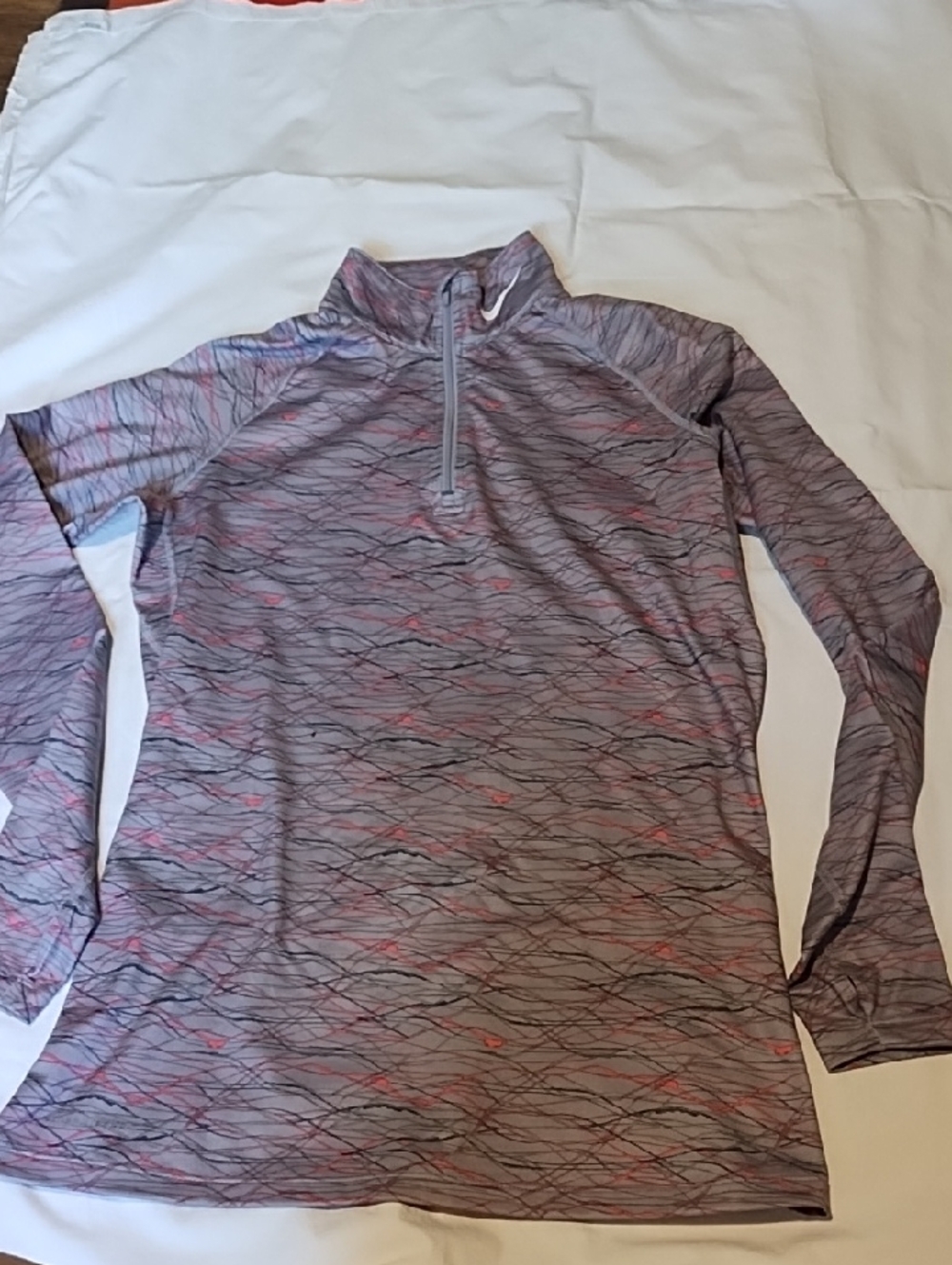 Nike Gray Pink Patterned Half-Zip Performance Pullover